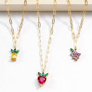 Judson Gold Chain Necklace Purple Grape Charm